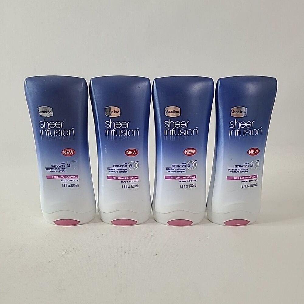 4x Vaseline Sheer Infusion with Stratys 3 Mineral Renewal Body Lotion 6.8 oz Lot
